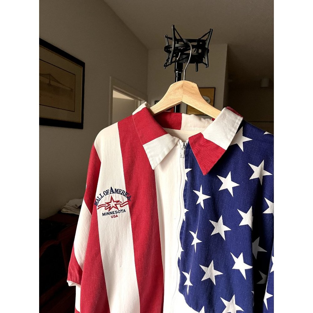 MALL OF AMERICA AMERICAN FLAG VINTAGE COACH SKATE JACKET SIZE XL 1990S Y2K MN